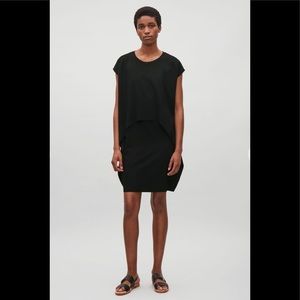 COS short sleeved layered dress in Black Size Small